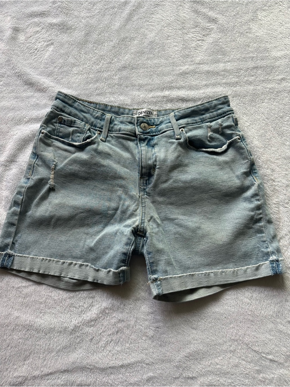 Denizen from Levi's Washed Light Blue Denim Cutoff Shorts